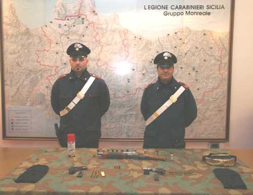 Le armi ritrovate a San Giuseppe Jato