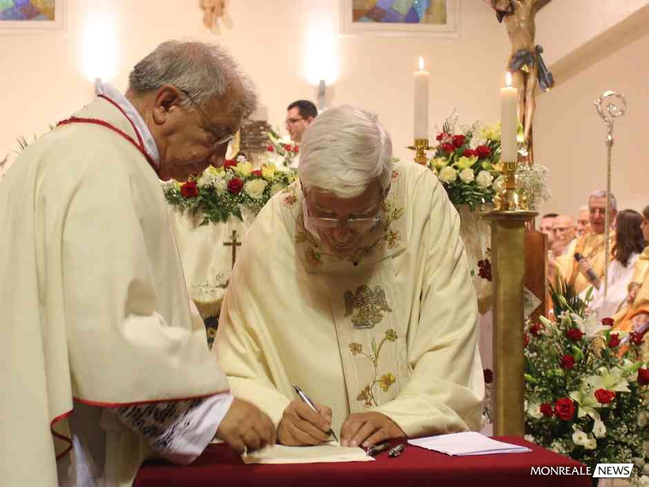 La firma di don Bellante con la quale si insedia ufficialmente nella parrocchia di Santa Teresa