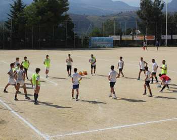 I giocatori impegnati nella rifinitura di oggi