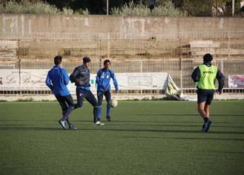 Giocatori dell'Akragas in allenamento a Favara