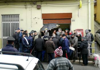 Un momento della manifestazione odierna